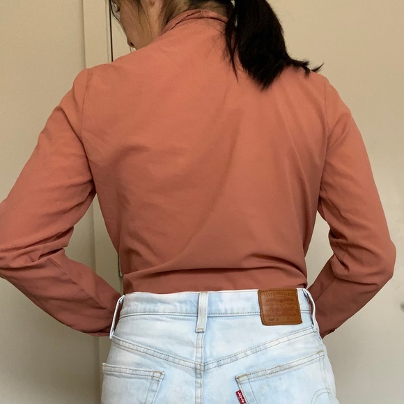 70s Vintage Peach Floral Embroidered Blouse - Picture 2 of 4